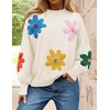 image:imageZESICA Womens Fall Winter Floral Sweaters Cute Knit Pullover TopsIvory