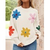 image:imageZESICA Womens Fall Winter Floral Sweaters Cute Knit Pullover TopsIvory