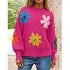 image:imageZESICA Womens Fall Winter Floral Sweaters Cute Knit Pullover TopsRose