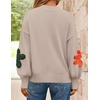 image:imageZESICA Womens Fall Winter Floral Sweaters Cute Knit Pullover TopsSand