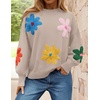 image:imageZESICA Womens Fall Winter Floral Sweaters Cute Knit Pullover TopsSand