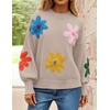image:imageZESICA Womens Fall Winter Floral Sweaters Cute Knit Pullover TopsSand