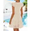 image:imageZESICA Womens Flutter Short Sleeve V Neck Hollow Out Eyelet Mini DressApricot