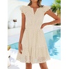 image:imageZESICA Womens Flutter Short Sleeve V Neck Hollow Out Eyelet Mini DressApricot
