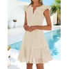 image:imageZESICA Womens Flutter Short Sleeve V Neck Hollow Out Eyelet Mini DressApricot
