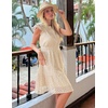 image:imageZESICA Womens Flutter Short Sleeve V Neck Hollow Out Eyelet Mini DressApricot
