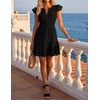 image:imageZESICA Womens Flutter Short Sleeve V Neck Hollow Out Eyelet Mini DressBlack