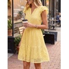 image:imageZESICA Womens Flutter Short Sleeve V Neck Hollow Out Eyelet Mini DressLightyellow