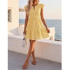 image:imageZESICA Womens Flutter Short Sleeve V Neck Hollow Out Eyelet Mini DressLightyellow