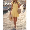 image:imageZESICA Womens Flutter Short Sleeve V Neck Hollow Out Eyelet Mini DressLightyellow