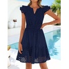 image:imageZESICA Womens Flutter Short Sleeve V Neck Hollow Out Eyelet Mini DressNavy