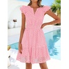 image:imageZESICA Womens Flutter Short Sleeve V Neck Hollow Out Eyelet Mini DressPink