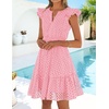 image:imageZESICA Womens Flutter Short Sleeve V Neck Hollow Out Eyelet Mini DressPink