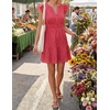 image:imageZESICA Womens Flutter Short Sleeve V Neck Hollow Out Eyelet Mini DressWatermelon