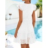 image:imageZESICA Womens Flutter Short Sleeve V Neck Hollow Out Eyelet Mini DressWhite