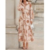 image:imageZESICA Womens Long Sleeve Floral Casual Flowy Wedding Guest Maxi DressesBrown