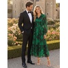 image:imageZESICA Womens Long Sleeve Floral Casual Flowy Wedding Guest Maxi DressesDarkgreen
