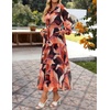 image:imageZESICA Womens Long Sleeve Floral Casual Flowy Wedding Guest Maxi DressesOrange