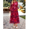 image:imageZESICA Womens Long Sleeve Floral Casual Flowy Wedding Guest Maxi DressesRed