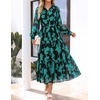 image:imageZESICA Womens Long Sleeve Floral Casual Flowy Wedding Guest Maxi DressesTurquoise