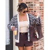 image:imageZESICA Womens Striped Button Up Cardigan Sweaters V Neck Trendy Knit TopsBlack