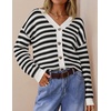 image:imageZESICA Womens Striped Button Up Cardigan Sweaters V Neck Trendy Knit TopsBlack