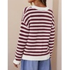 image:imageZESICA Womens Striped Button Up Cardigan Sweaters V Neck Trendy Knit TopsBurgundy