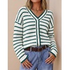 image:imageZESICA Womens Striped Button Up Cardigan Sweaters V Neck Trendy Knit TopsGreen