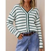 image:imageZESICA Womens Striped Button Up Cardigan Sweaters V Neck Trendy Knit TopsGreen