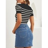 image:imageZESICA Womens Striped Short Sleeve Ribbed Knit Fitted T ShirtsBlack