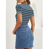 image:imageZESICA Womens Striped Short Sleeve Ribbed Knit Fitted T ShirtsDarkblue