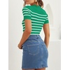image:imageZESICA Womens Striped Short Sleeve Ribbed Knit Fitted T ShirtsGreen
