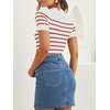 image:imageZESICA Womens Striped Short Sleeve Ribbed Knit Fitted T ShirtsRed