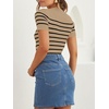 image:imageZESICA Womens Striped Short Sleeve Ribbed Knit Fitted T ShirtsToffee