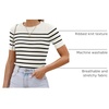 image:imageZESICA Womens Striped Short Sleeve Ribbed Knit Fitted T ShirtsWhite