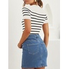image:imageZESICA Womens Striped Short Sleeve Ribbed Knit Fitted T ShirtsWhite