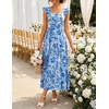 image:imageZESICA Womens Summer Boho Floral Wedding Guest Midi DressesBlue