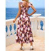 image:imageZESICA Womens Summer Boho Floral Wedding Guest Midi DressesBrown