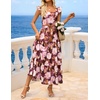 image:imageZESICA Womens Summer Boho Floral Wedding Guest Midi DressesBrown