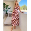 image:imageZESICA Womens Summer Boho Floral Wedding Guest Midi DressesBrown