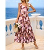 image:imageZESICA Womens Summer Boho Floral Wedding Guest Midi DressesBrown