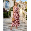 image:imageZESICA Womens Summer Boho Floral Wedding Guest Midi DressesBrown