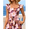 image:imageZESICA Womens Summer Boho Floral Wedding Guest Midi DressesBrown