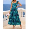 image:imageZESICA Womens Summer Boho Floral Wedding Guest Midi DressesDarkblue