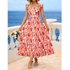 image:imageZESICA Womens Summer Boho Floral Wedding Guest Midi DressesOrangered