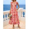 image:imageZESICA Womens Summer Boho Floral Wedding Guest Midi DressesOrangered