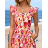 image:imageZESICA Womens Summer Boho Floral Wedding Guest Midi DressesOrangered