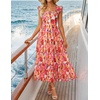 image:imageZESICA Womens Summer Boho Floral Wedding Guest Midi DressesOrangered