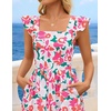 image:imageZESICA Womens Summer Boho Floral Wedding Guest Midi DressesRose