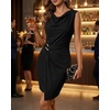 image:imageZESICA Womens Summer Cowl Neck Cocktail Short Dresses 2026Black